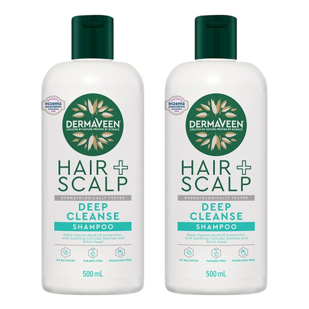 DermaVeen Hair + Scalp Deep Cleanse Shampoo 500mL Pack of 2