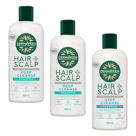 DermaVeen Hair + Scalp Deep Cleanse Shampoo 500mL Pack of 3