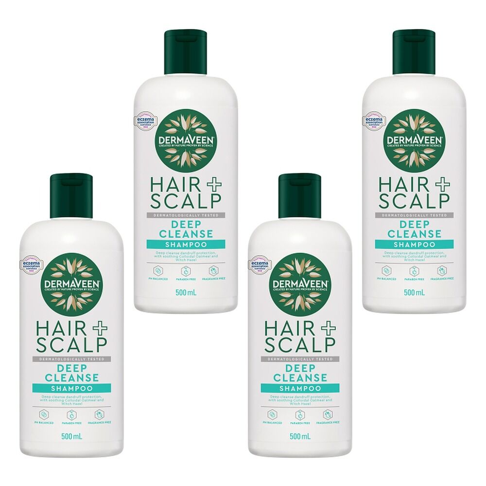 DermaVeen Hair + Scalp Deep Cleanse Shampoo 500mL Pack of 4