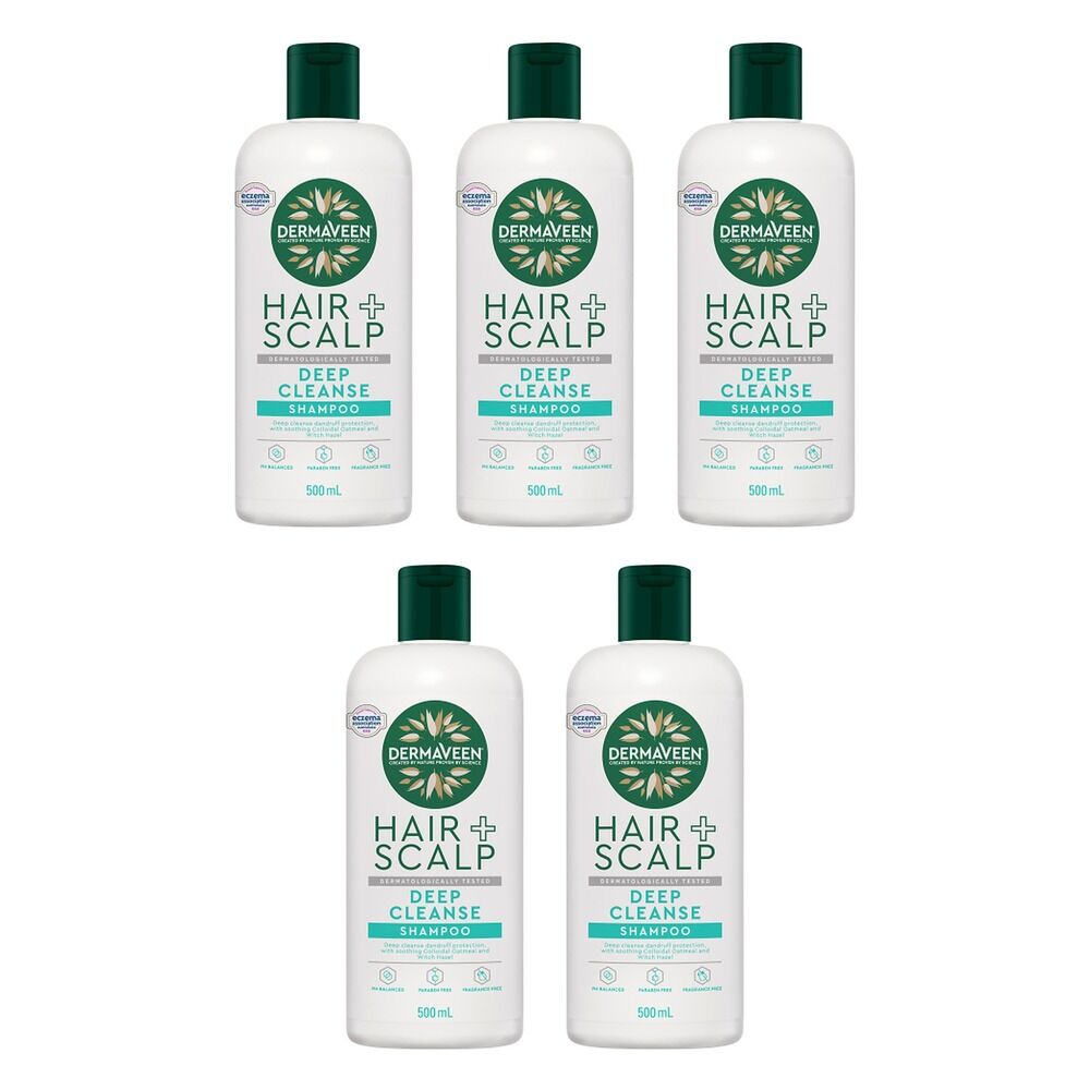 DermaVeen Hair + Scalp Deep Cleanse Shampoo 500mL Pack of 5