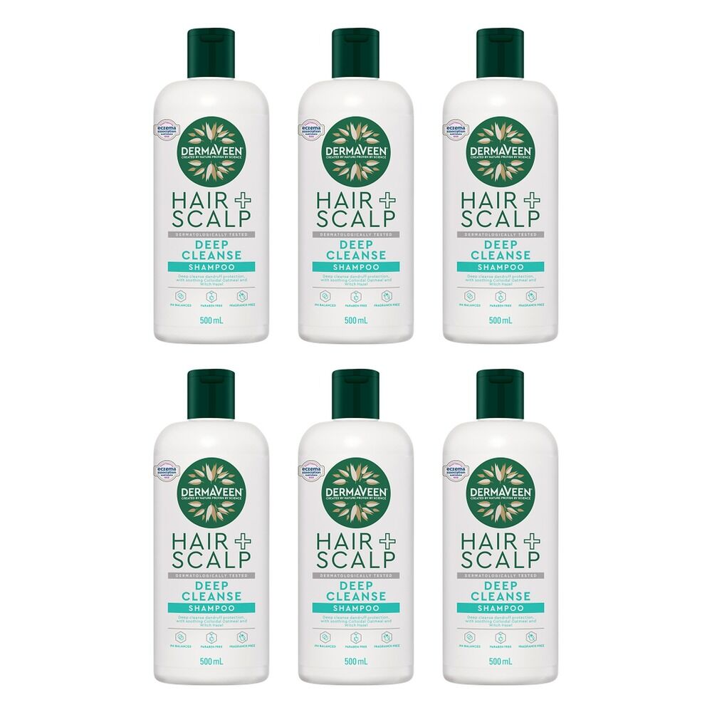 DermaVeen Hair + Scalp Deep Cleanse Shampoo 500mL Pack of 6