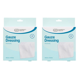 Pharmacy Health Gauze Dressing 10.2cm x 10.2cm 24 Pack Bundle of 2