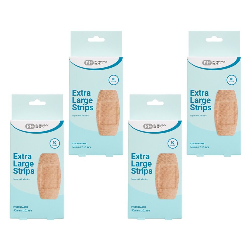 Pharmacy Health Fabric Extra Large Strips 10 Pack Bundle of 4