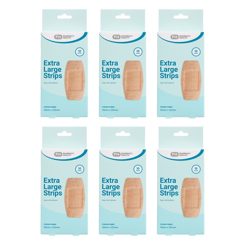 Pharmacy Health Fabric Extra Large Strips 10 Pack Bundle of 6