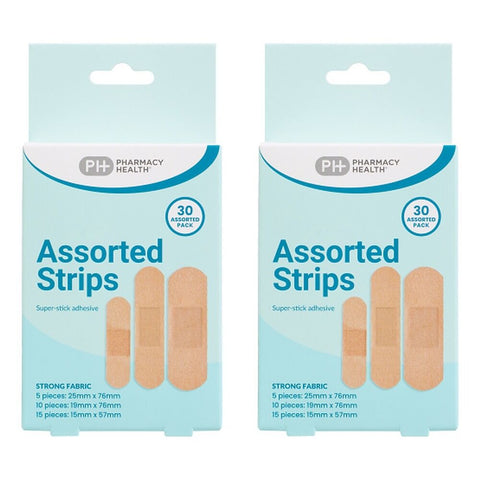 Pharmacy Health Fabric Assorted Strips 30 Piece Pack of 2