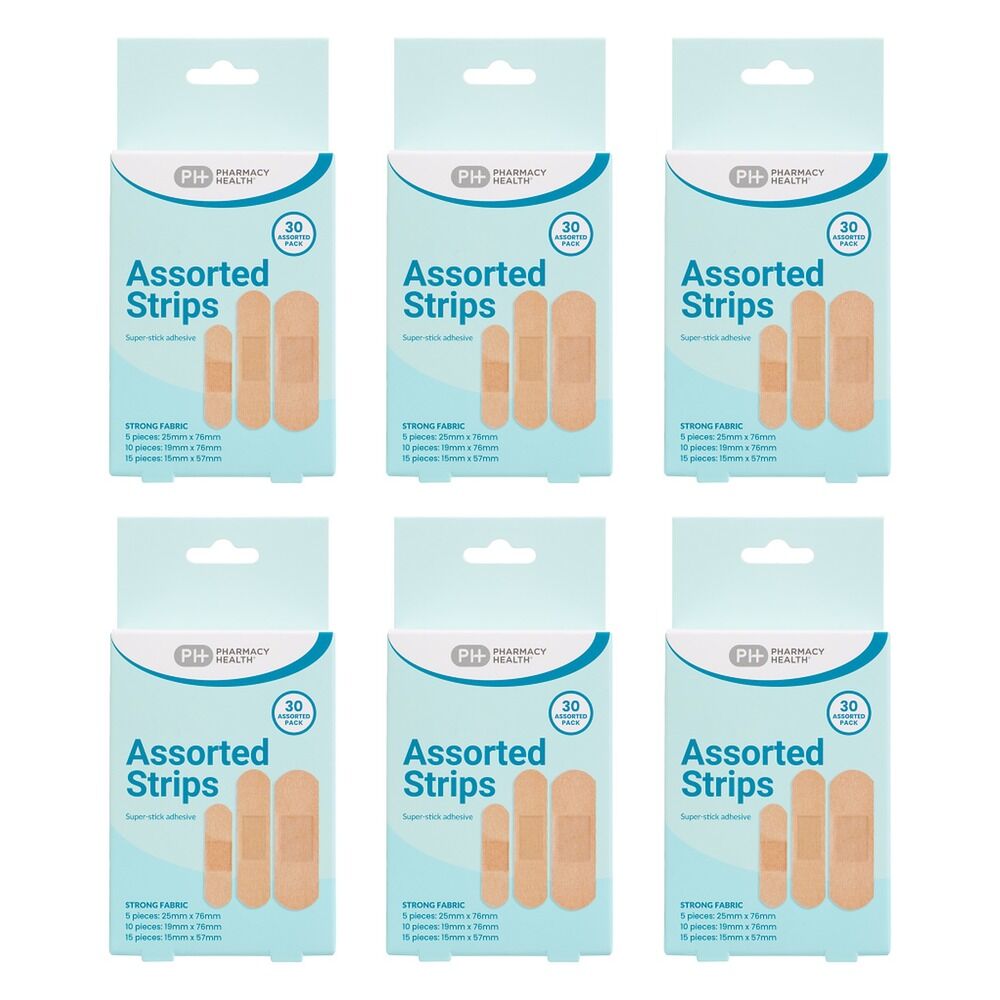 Pharmacy Health Fabric Assorted Strips 30 Piece Pack of 6