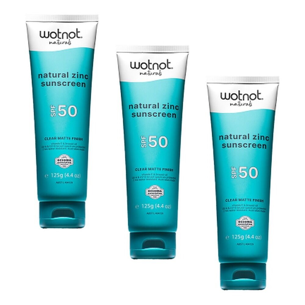 Wotnot Natural Zinc Sunscreen SPF50 125g Pack of 3