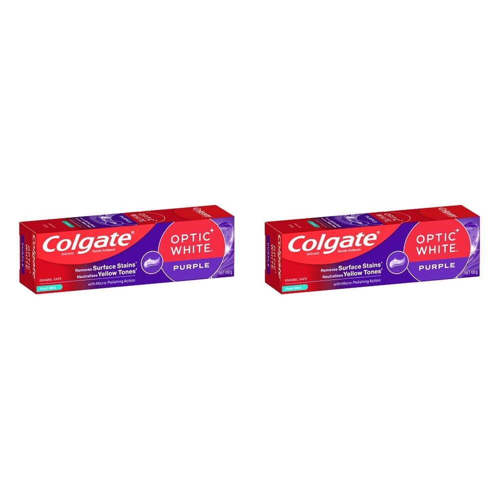 Colgate Optic White Purple Toothpaste Fresh Mint 100g Pack of 2