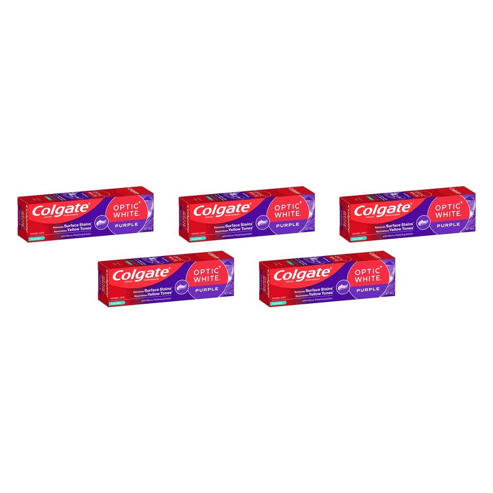 Colgate Optic White Purple Toothpaste Fresh Mint 100g Pack of 5