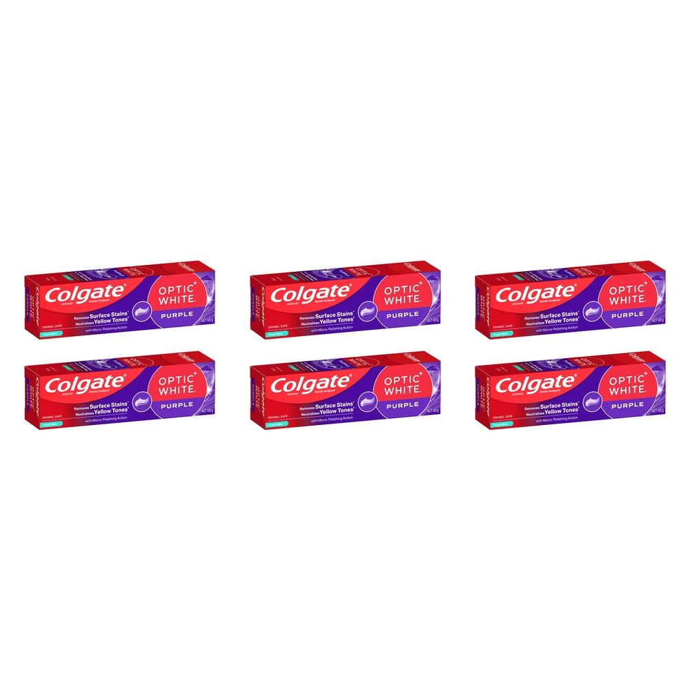Colgate Optic White Purple Toothpaste Fresh Mint 100g Pack of 6