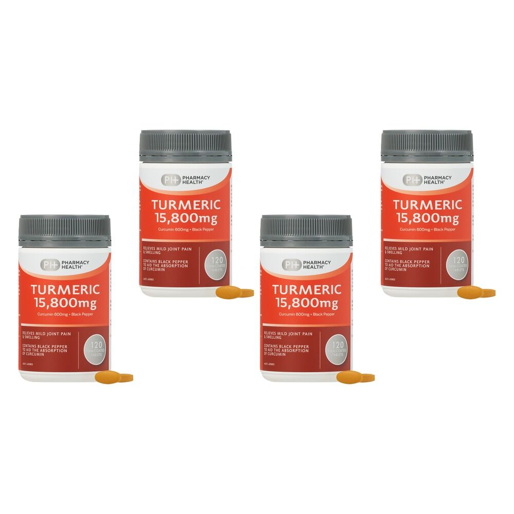 Pharmacy Health Turmeric 15800mg Curcumin 120 Tablets Pack of 4