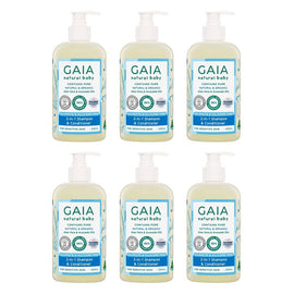 GAIA Natural Baby 2-in-1 Shampoo & Conditioner 500mL Pack of 6