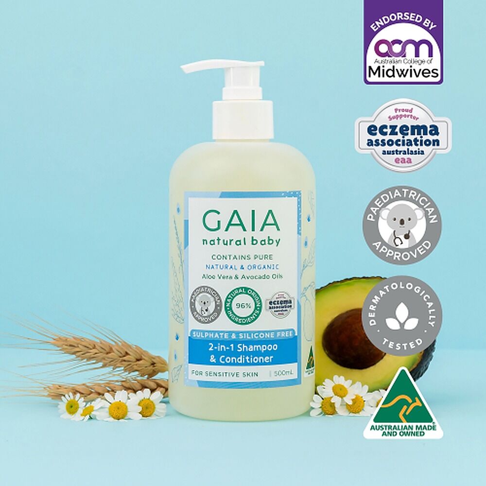 GAIA Natural Baby 2-in-1 Shampoo & Conditioner 500mL