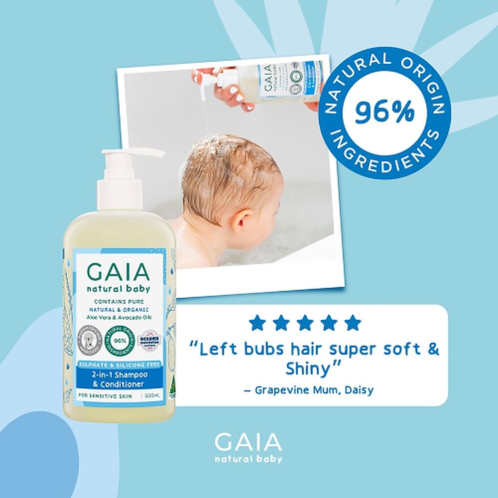 GAIA Natural Baby 2-in-1 Shampoo & Conditioner 500mL