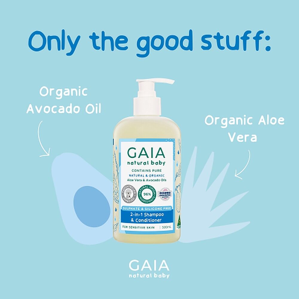 GAIA Natural Baby 2-in-1 Shampoo & Conditioner 500mL