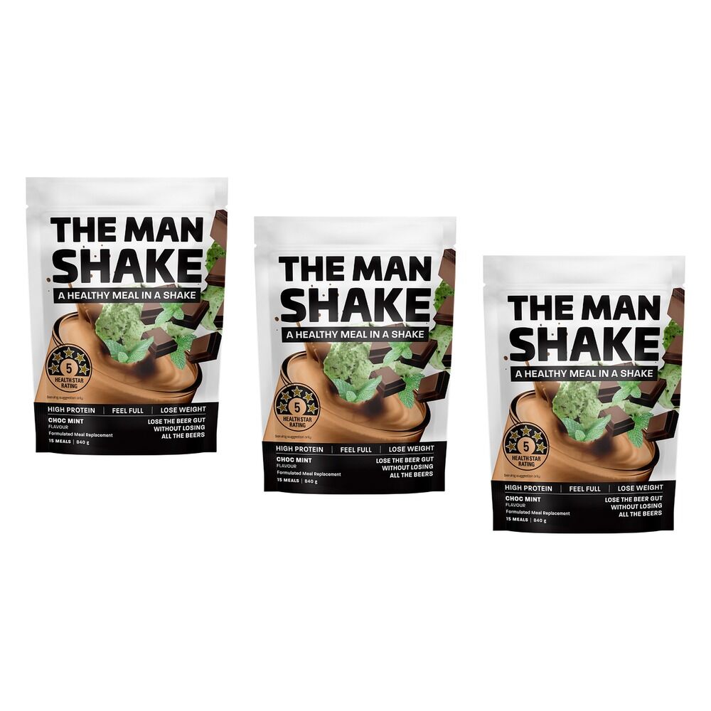 The Man Shake Choc Mint Meal Replacement 840g Pack of 3