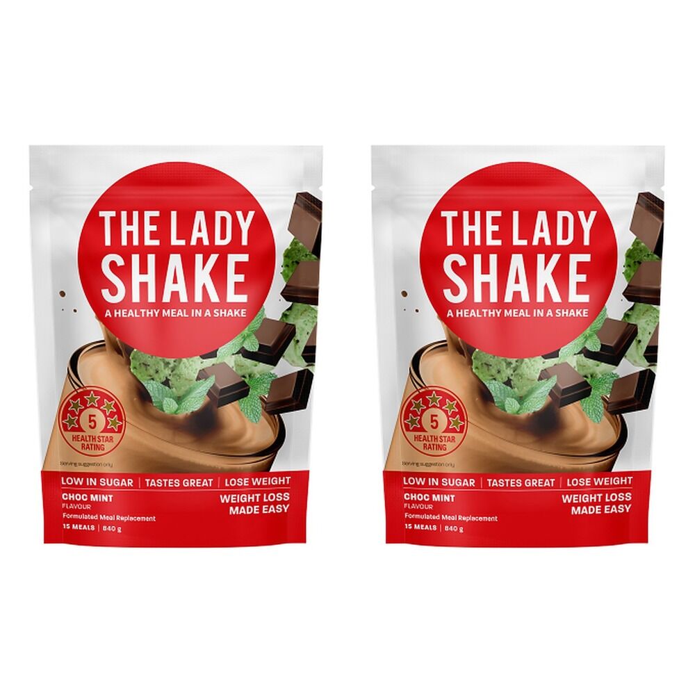 The Lady Shake Choc Mint Meal Replacement 840g Pack of 2