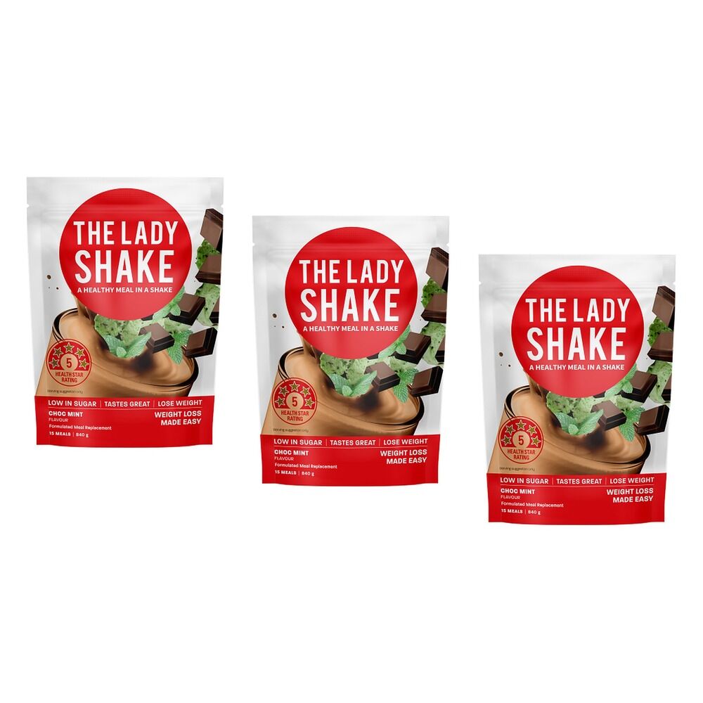 The Lady Shake Choc Mint Meal Replacement 840g Pack of 3