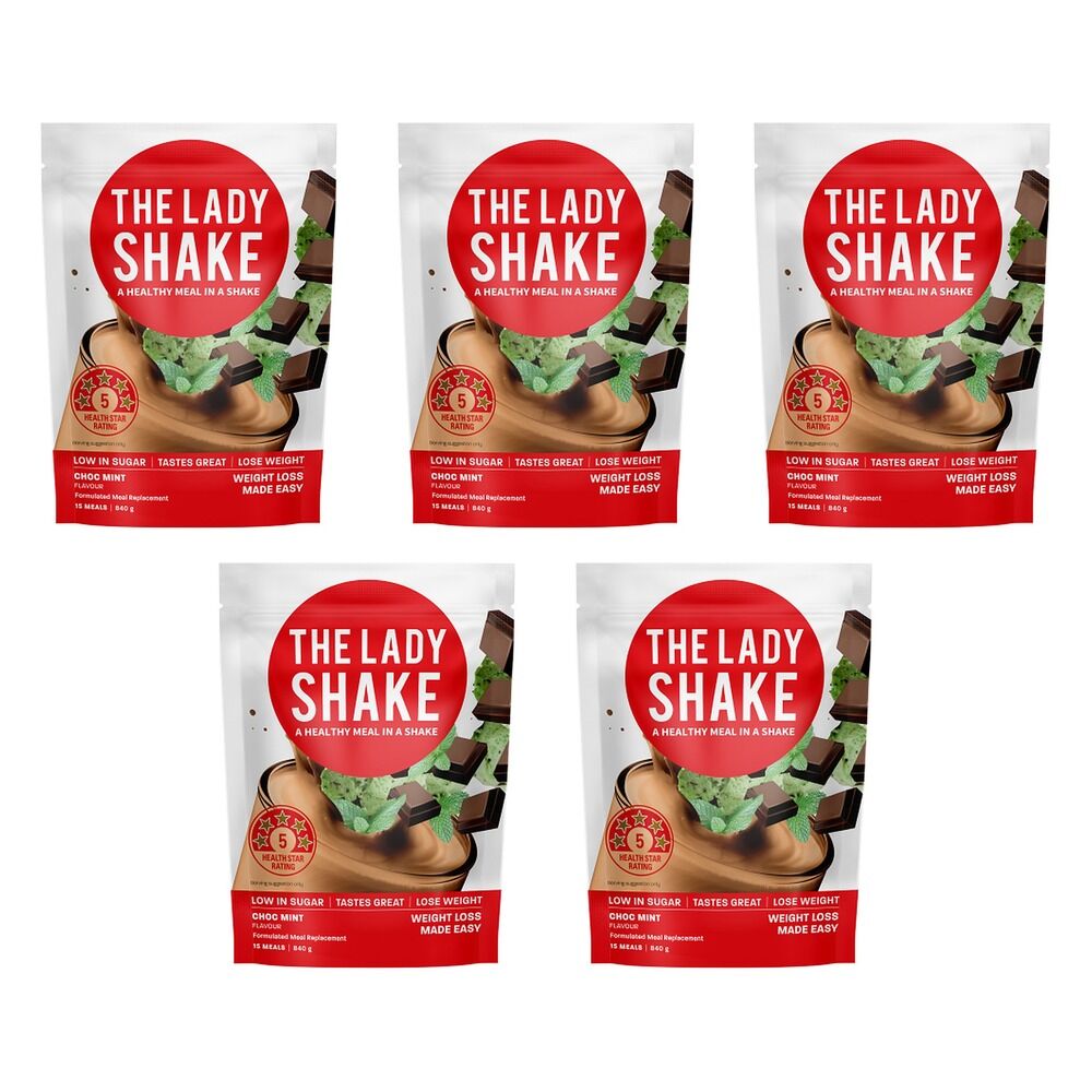 The Lady Shake Choc Mint Meal Replacement 840g Pack of 5