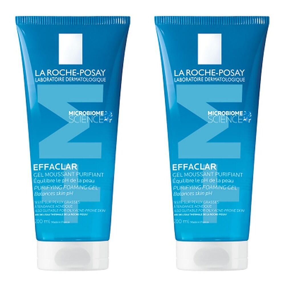 La Roche-Posay Effaclar Purifying Foaming Gel Anti-Acne Cleanser 200mL Pack of 2