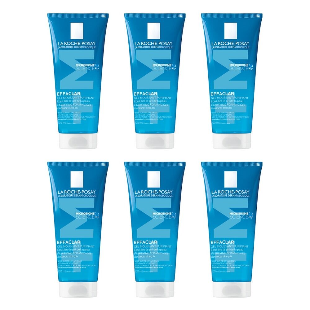La Roche-Posay Effaclar Purifying Foaming Gel Anti-Acne Cleanser 200mL Pack of 6