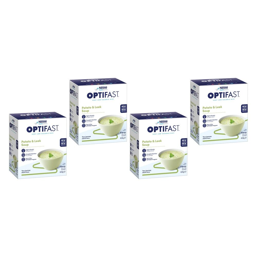 Optifast VLCD Potato and Leek Soup 8 Pack Bundle of 4