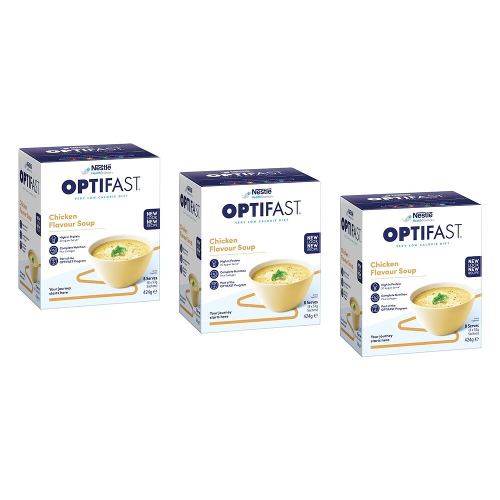 Optifast VLCD Chicken Flavour Soup 8 Pack Bundle of 3