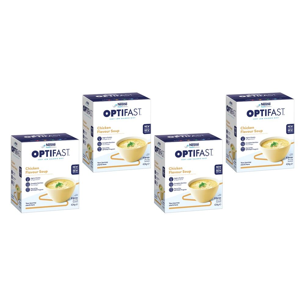 Optifast VLCD Chicken Flavour Soup 8 Pack Bundle of 4