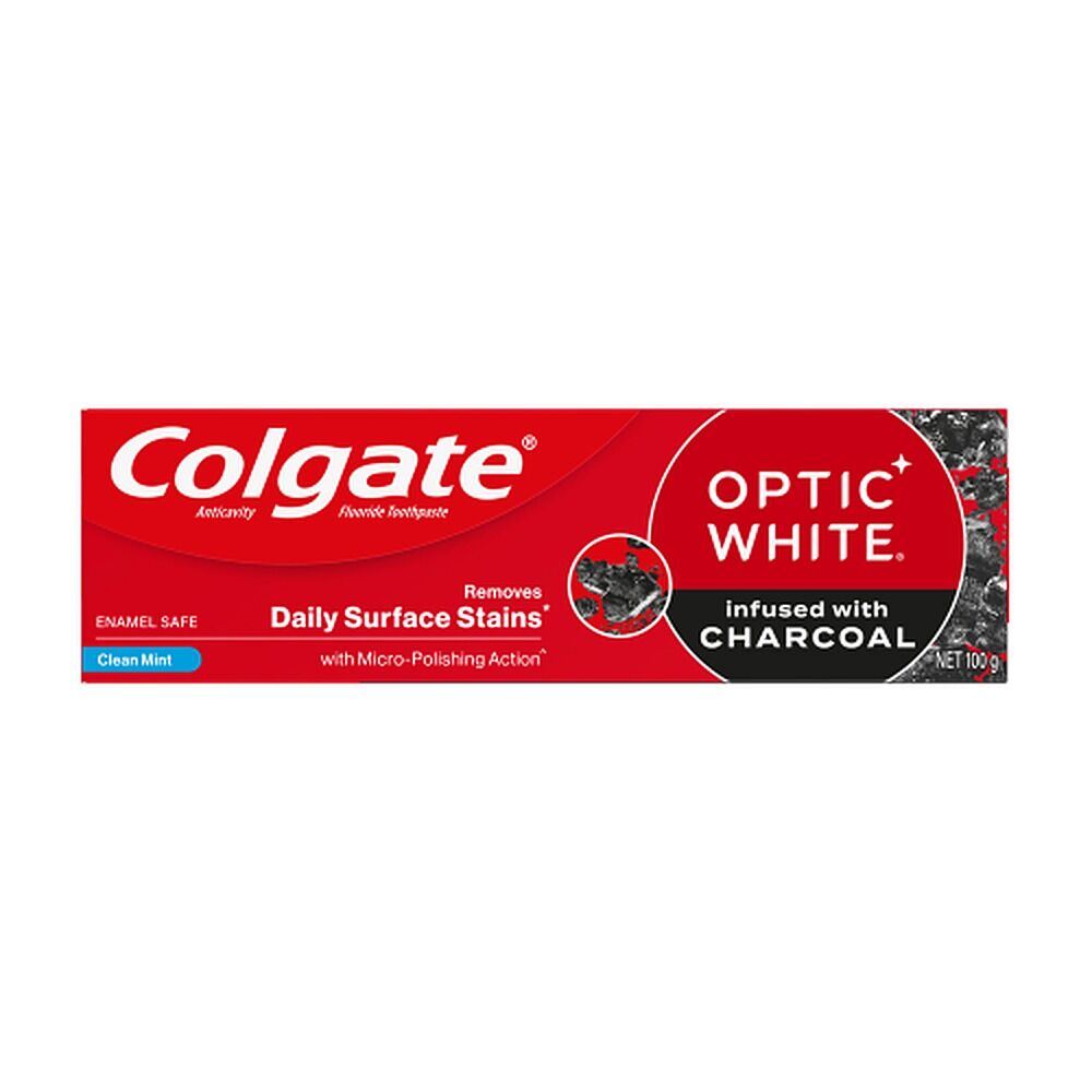 Colgate Optic White Charcoal Toothpaste, Enamel Safe, 100g