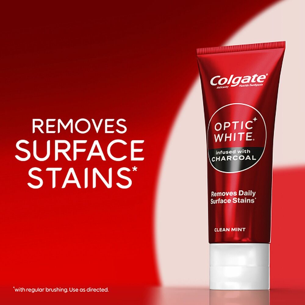 Colgate Optic White Charcoal Toothpaste, Enamel Safe, 100g