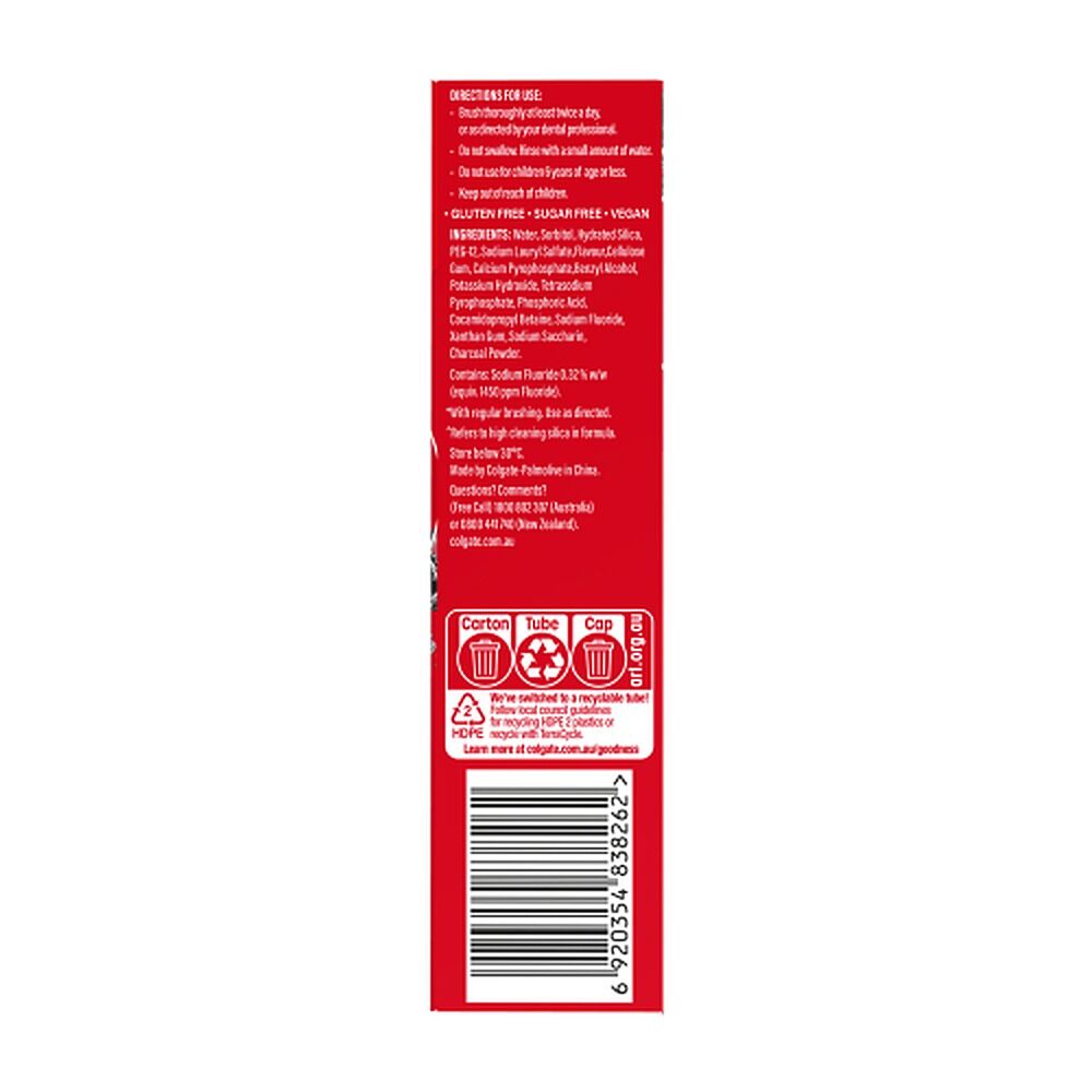 Colgate Optic White Charcoal Toothpaste, Enamel Safe, 100g