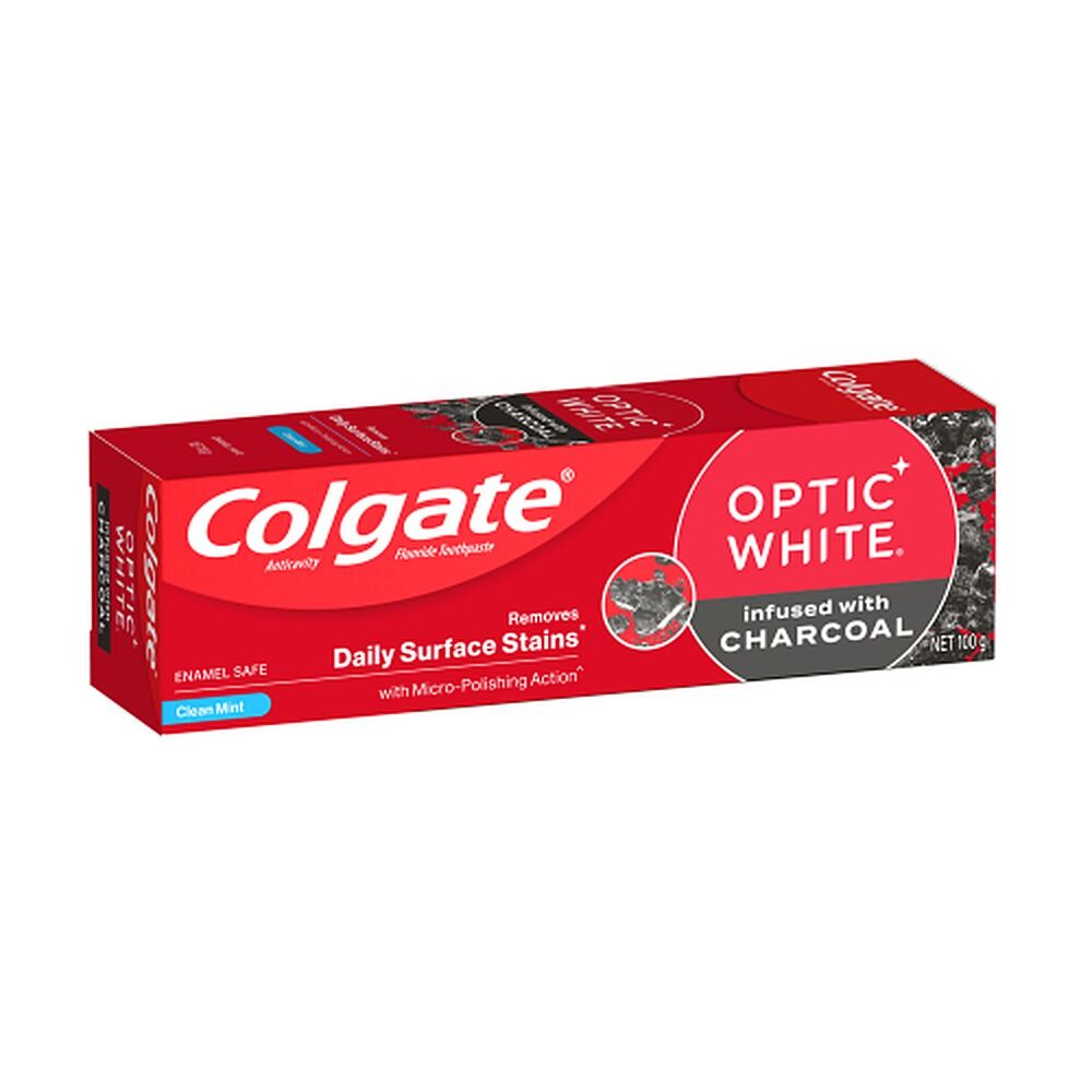 Colgate Optic White Charcoal Toothpaste, Enamel Safe, 100g