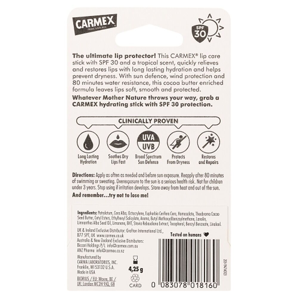 Carmex Tropical Sun Defence Stick SPF 30 4.25g