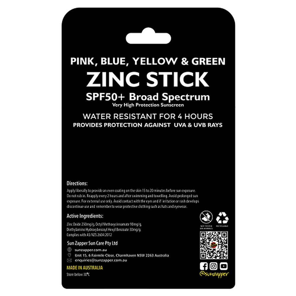 Sun Zapper Sticks Rainbow Mixed SPF50+ 12g x 4 Pack