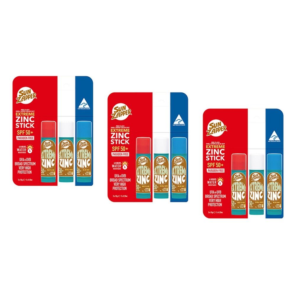 Sun Zapper Extreme Zinc Triple Pack Red White Blue 15g x 3 Pack Bundle of 3