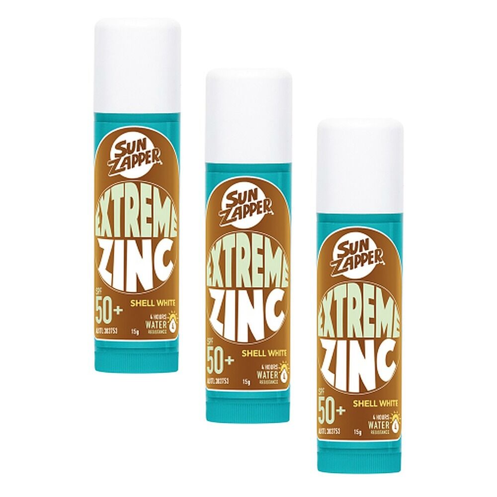 Sun Zapper Extreme Zinc Stick Shell White 15g Pack of 3