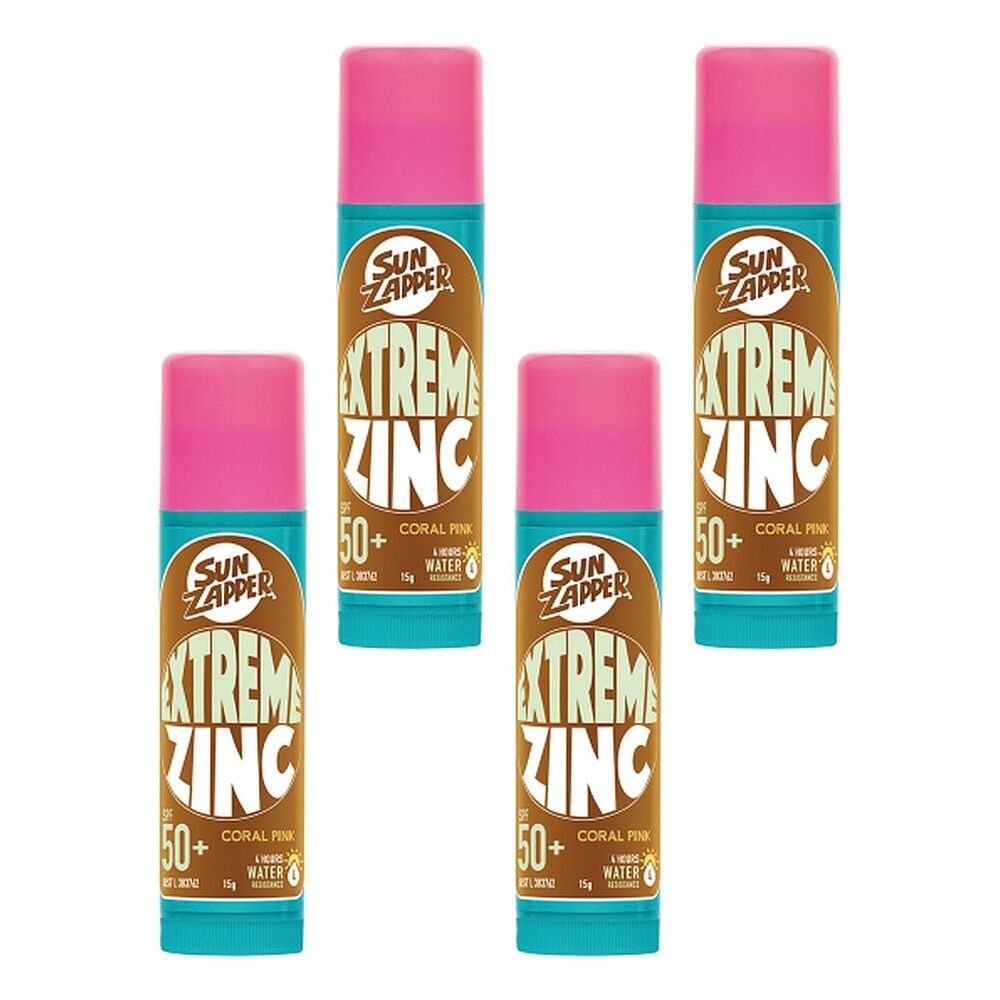 Sun Zapper Extreme Zinc Stick Coral Pink 15g Pack of 4