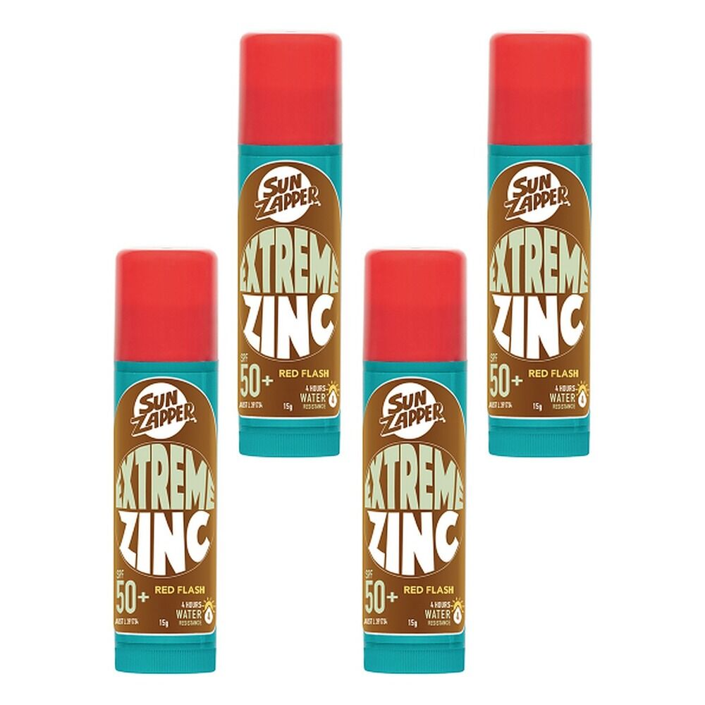 Sun Zapper Extreme Zinc Stick Red Flash 15g Pack of 4