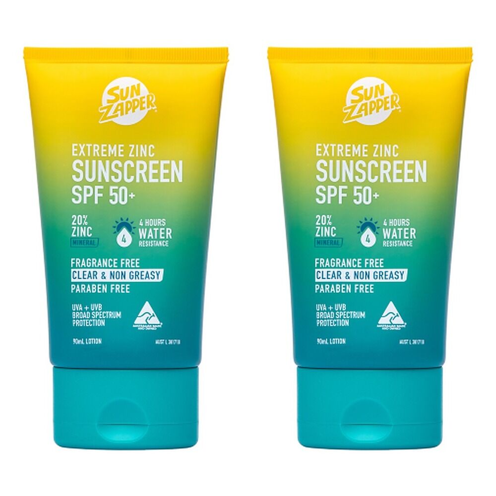 Sun Zapper Extreme Zinc Sunscreen Lotion SPF50+ 90mL Pack of 2