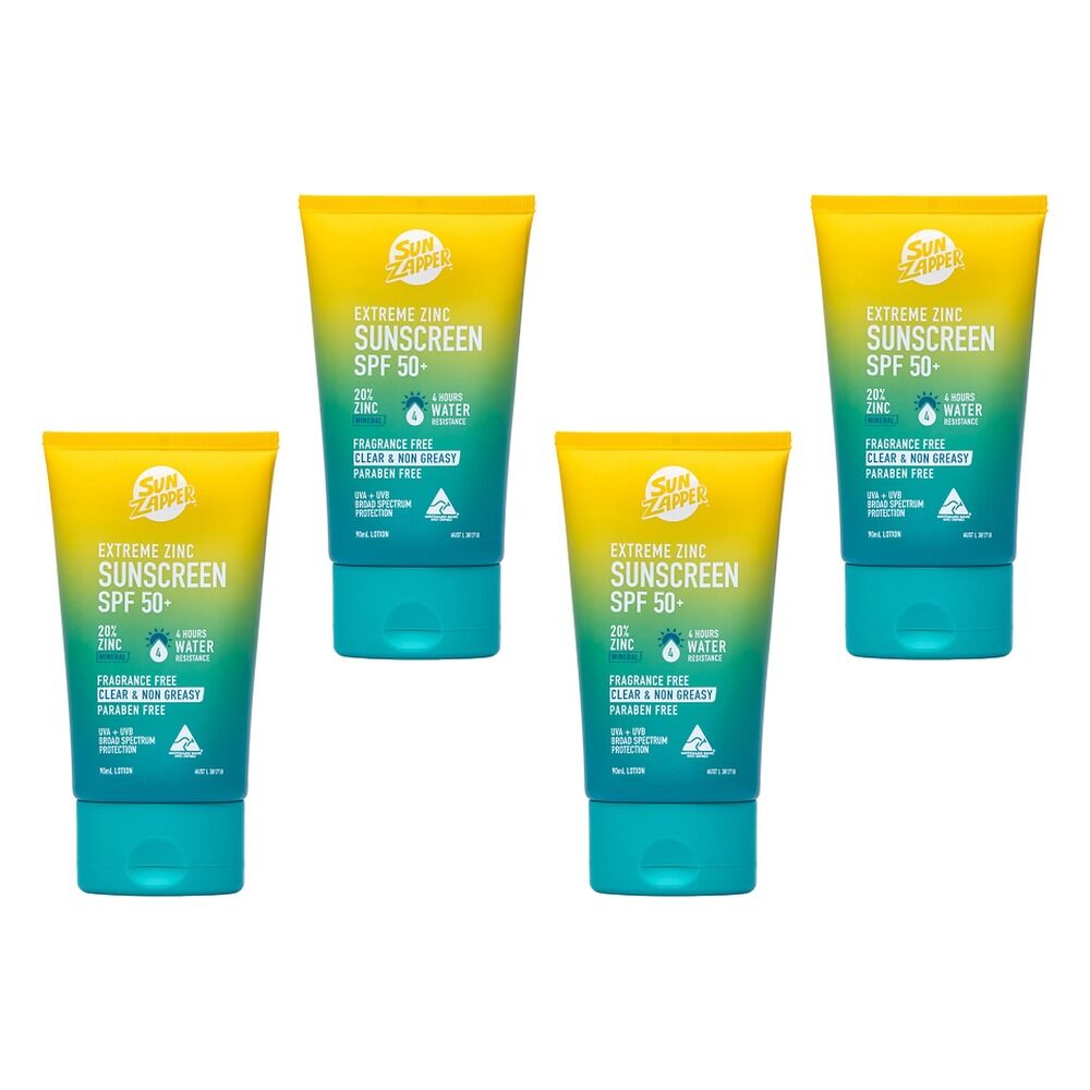 Sun Zapper Extreme Zinc Sunscreen Lotion SPF50+ 90mL Pack of 4
