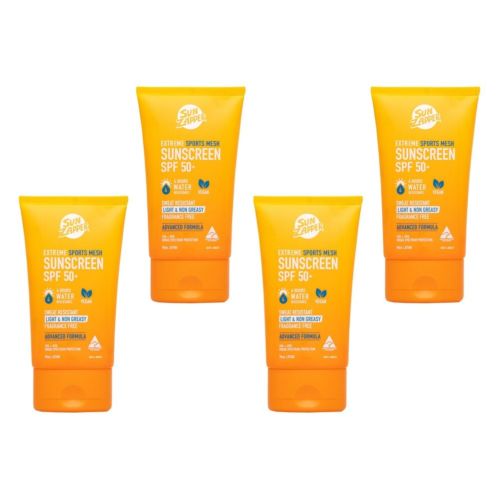 Sun Zapper Extreme Sports Mesh Sunscreen Lotion SPF50+ 90mL Pack of 4