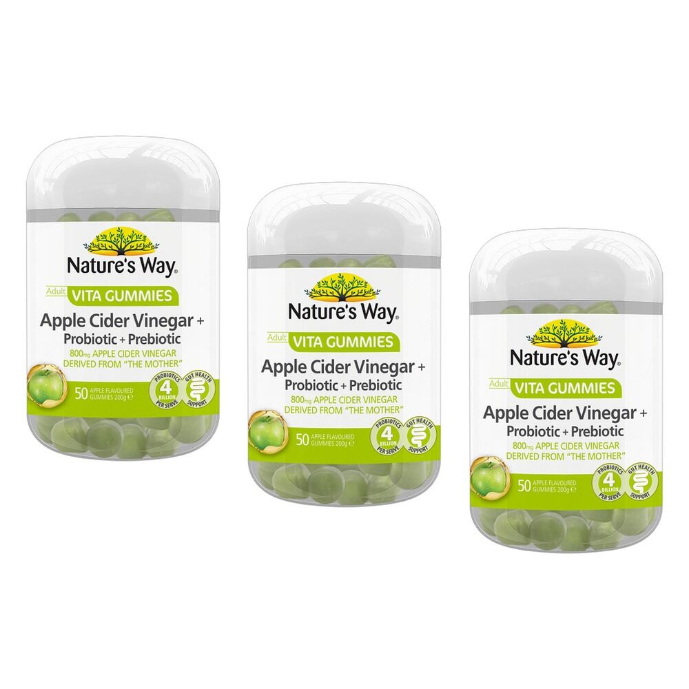 Nature's Way Vita Gummies Apple Cider Vinegar + Probiotic + Prebiotic Pack of 3