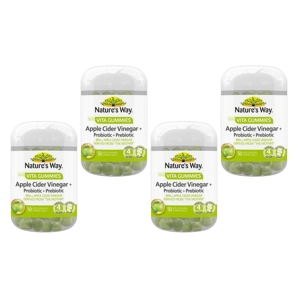 Nature's Way Vita Gummies Apple Cider Vinegar + Probiotic + Prebiotic Pack of 4
