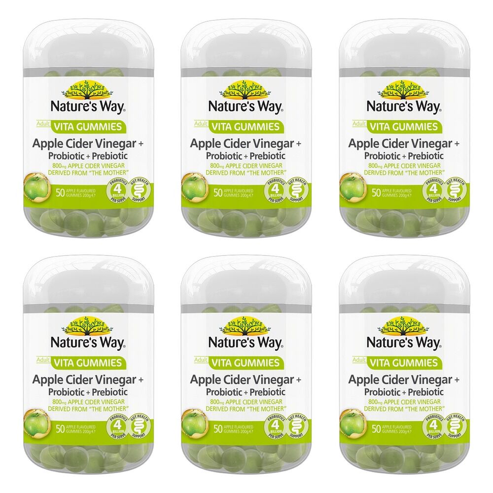 Nature's Way Vita Gummies Apple Cider Vinegar + Probiotic + Prebiotic Pack of 6