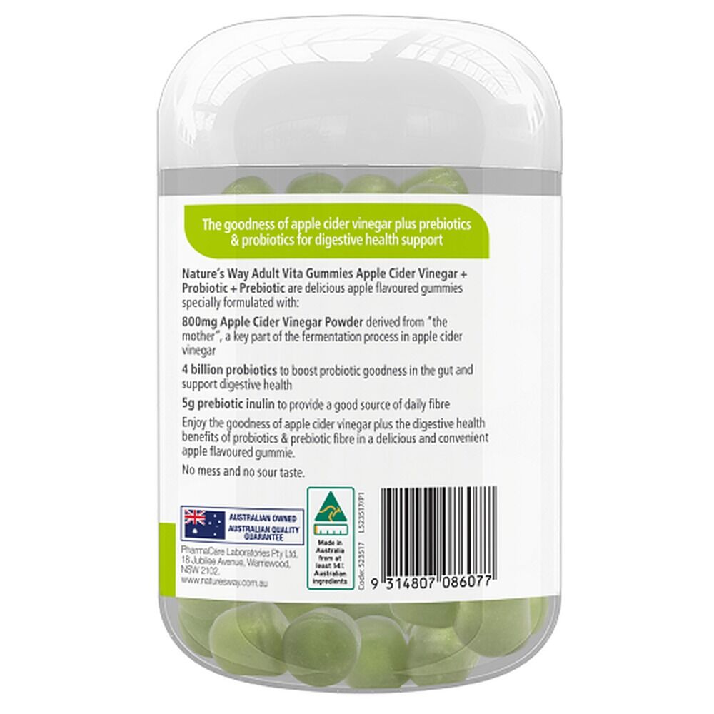 Nature's Way Vita Gummies Apple Cider Vinegar + Probiotic + Prebiotic 50 Gummies