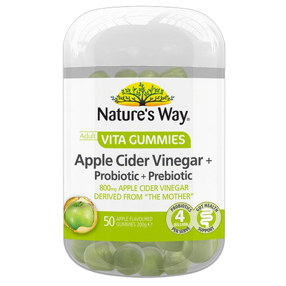 Nature's Way Vita Gummies Apple Cider Vinegar + Probiotic + Prebiotic 50 Gummies