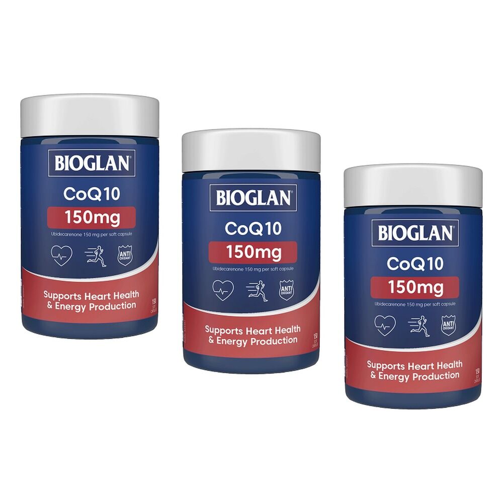 Bioglan CoQ10 150mg Heart Health 150 Capsules Pack of 3