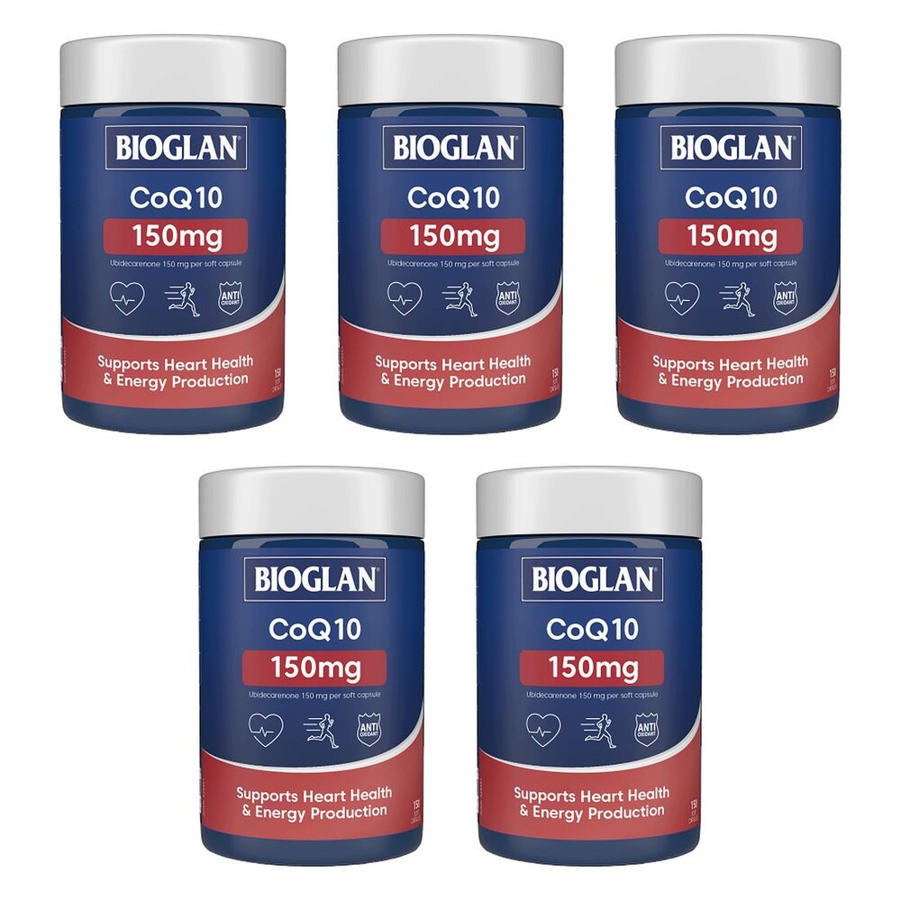 Bioglan CoQ10 150mg Heart Health 150 Capsules Pack of 5