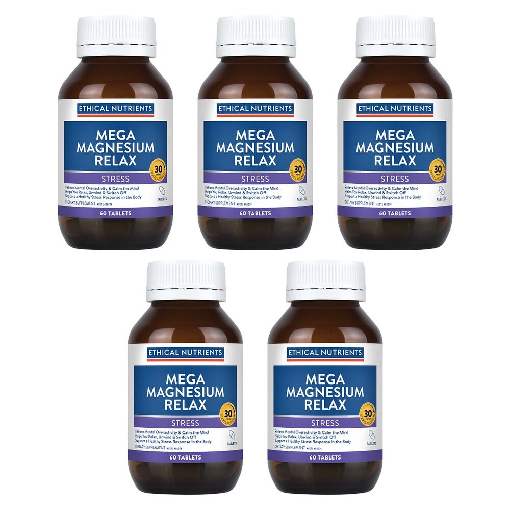 Ethical Nutrients Mega Magnesium Relax 60 Tablets Pack of 5