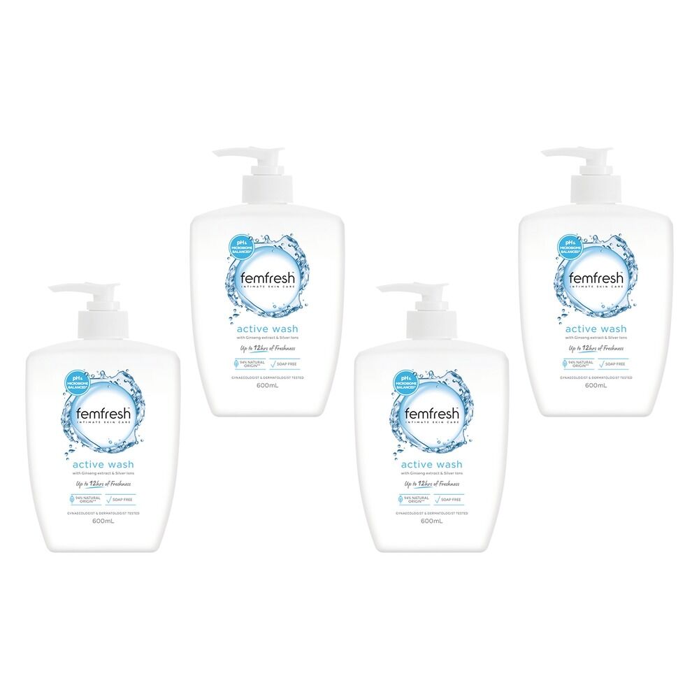 Femfresh Active Wash 600mL Pack of 4